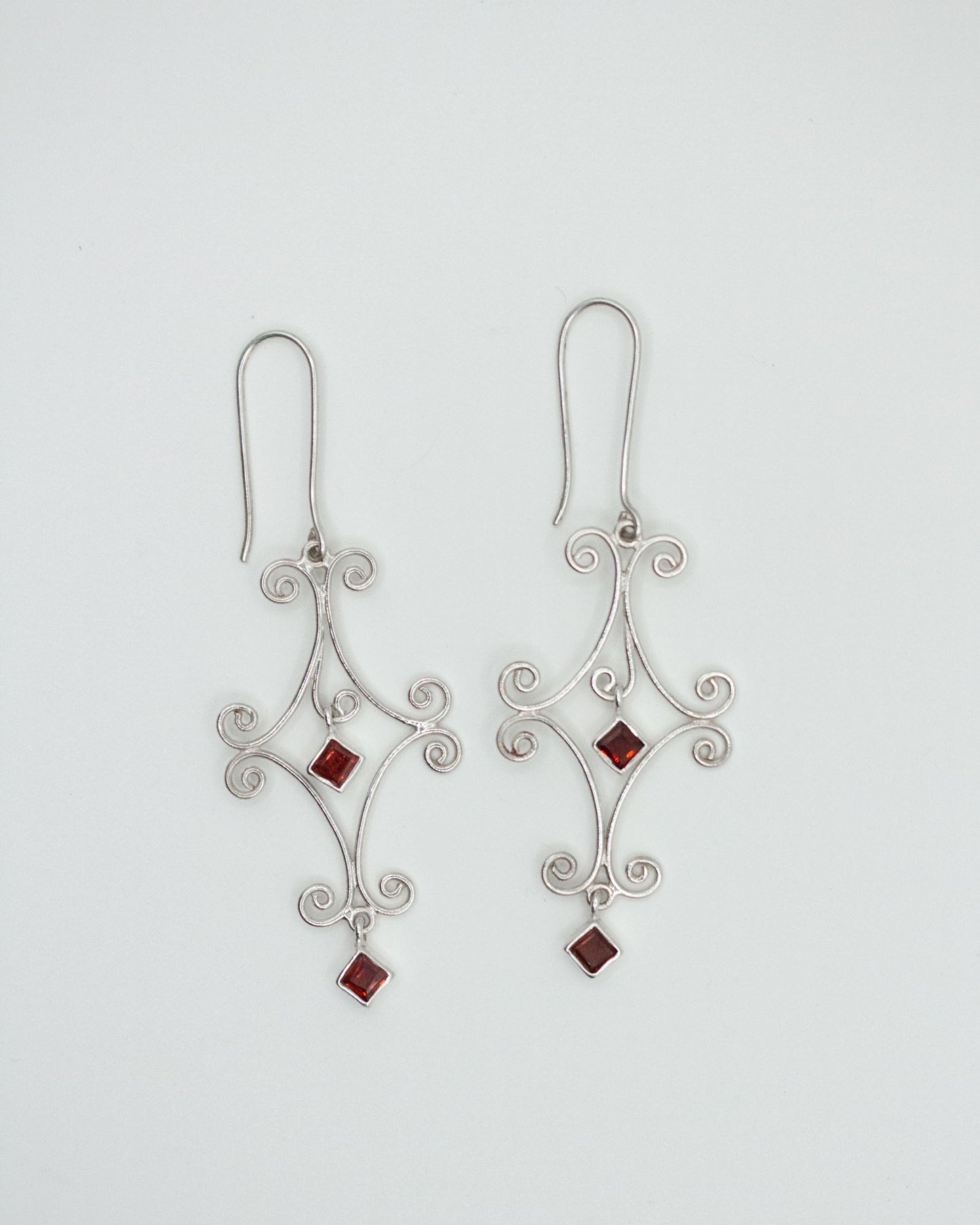 Garnet Diamond Eternity Earrings