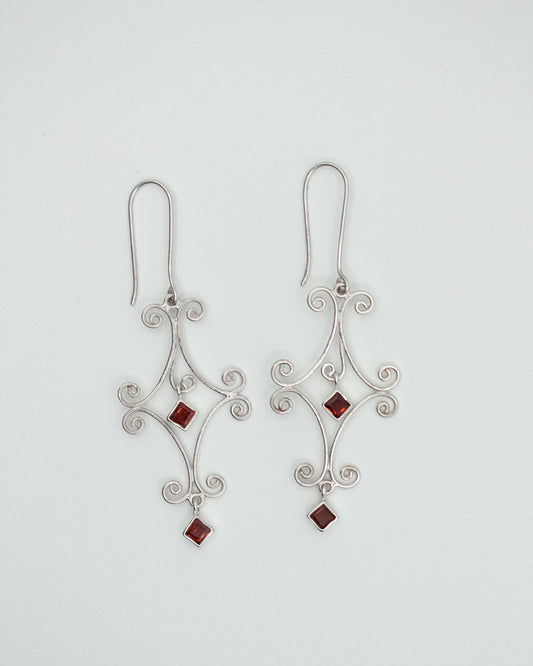 Garnet Diamond Eternity Earrings
