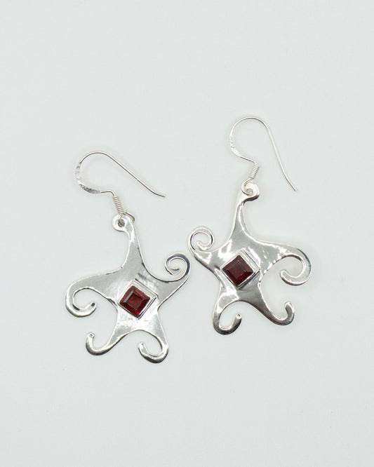 Garnet Whimsical Star Earrings