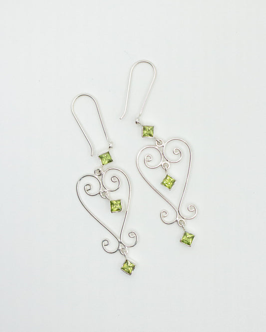 Peridot Baba Heart Earrings
