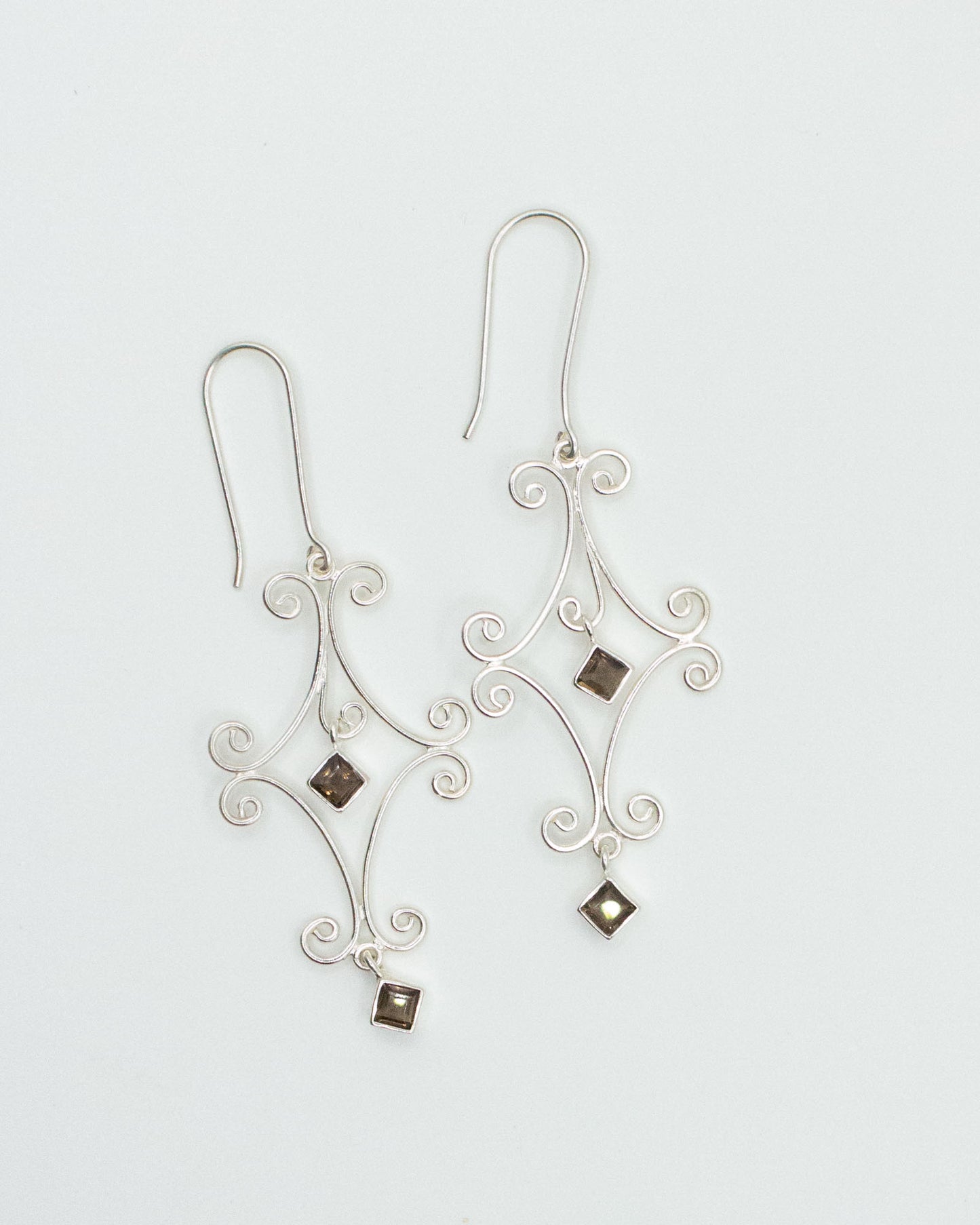 Smokey Quartz Diamond Eternity Earrings