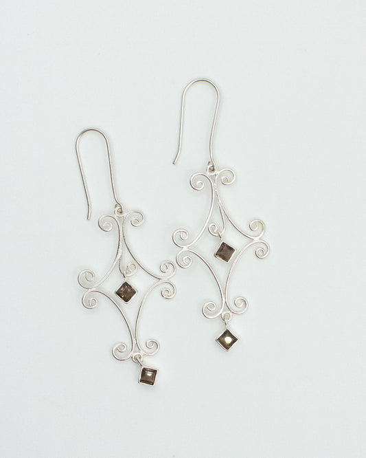 Smokey Quartz Diamond Eternity Earrings