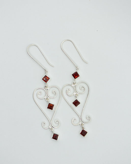 Garnet Baba Heart Earrings