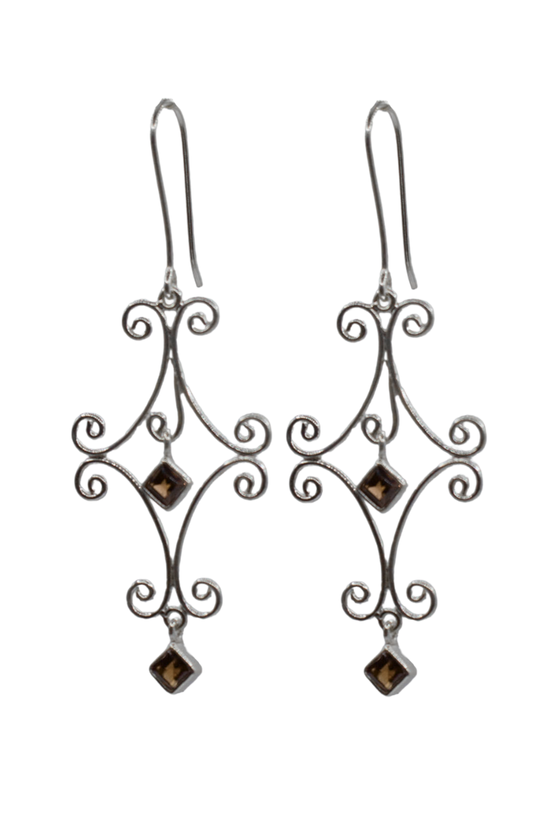 Smokey Quartz Diamond Eternity Earrings