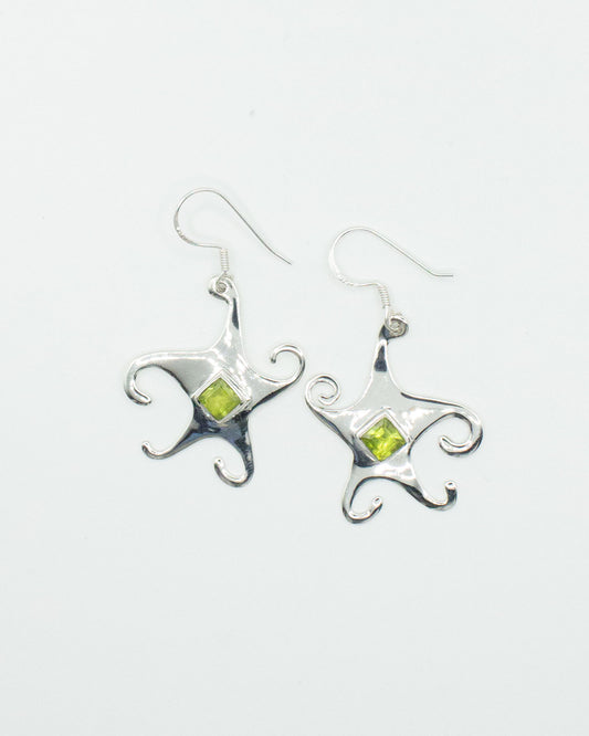 Peridot Whimsical Star Earrings