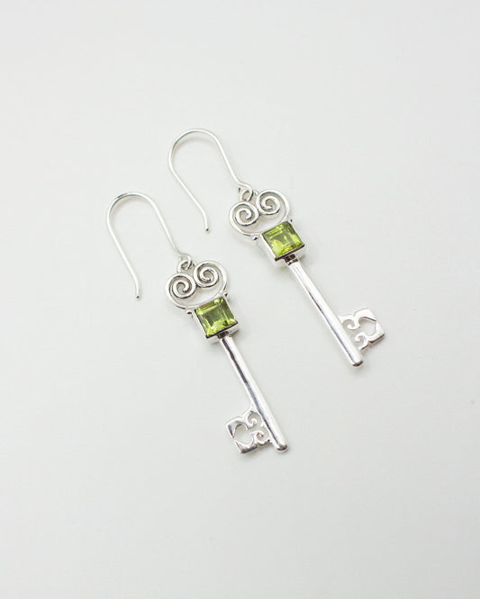 Peridot Lovers Key Earrings