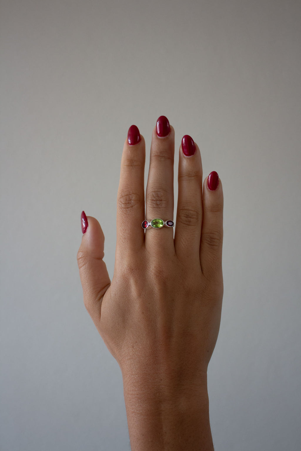 Garnet and Peridot Polkadot Ring