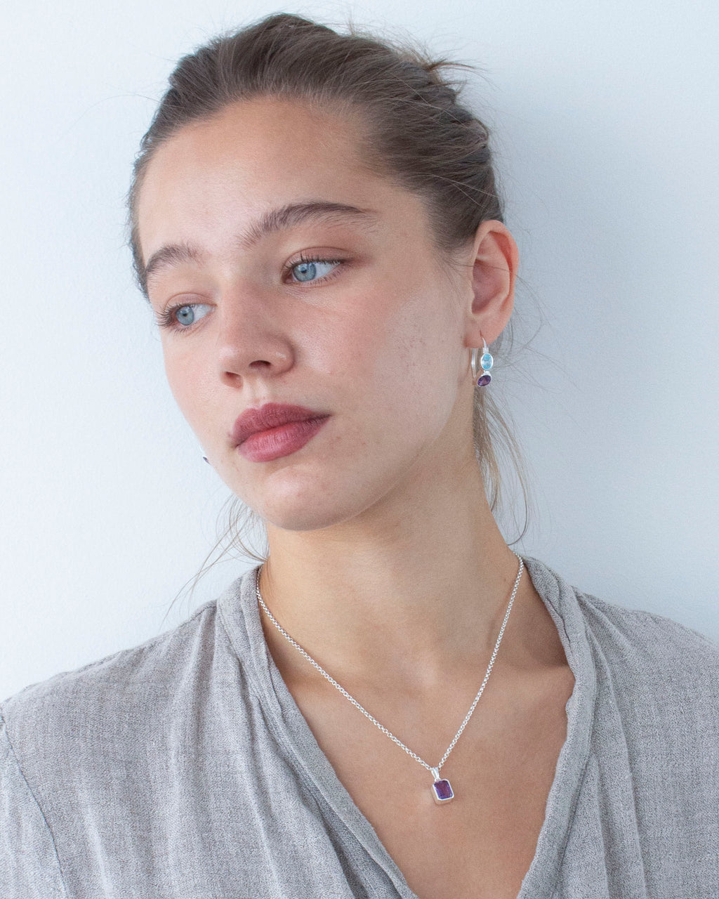 Amethyst Polkadot Hoops