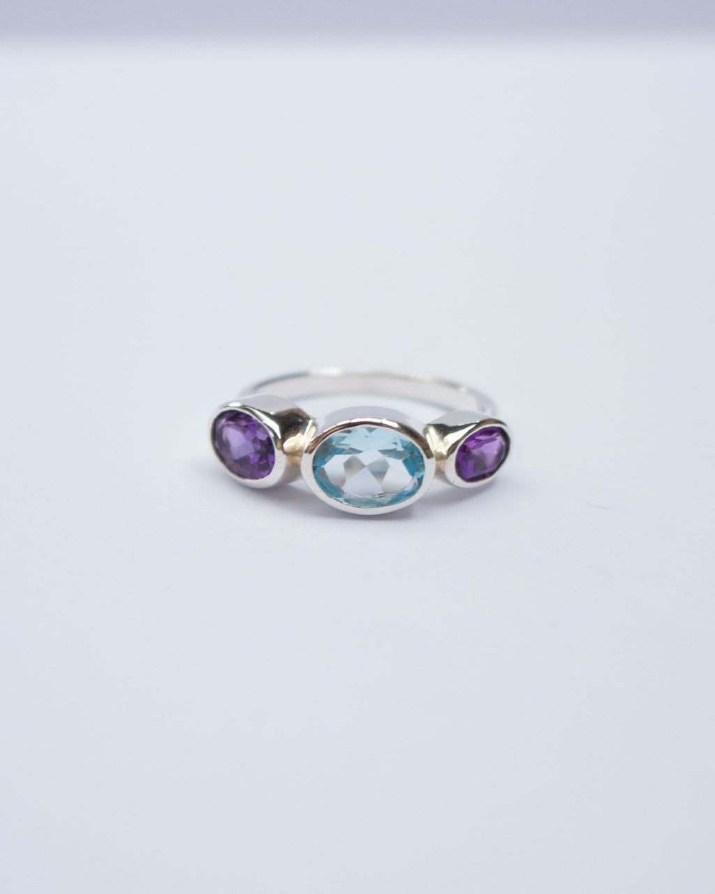 Amethyst and Blue Topaz Polkadot Ring