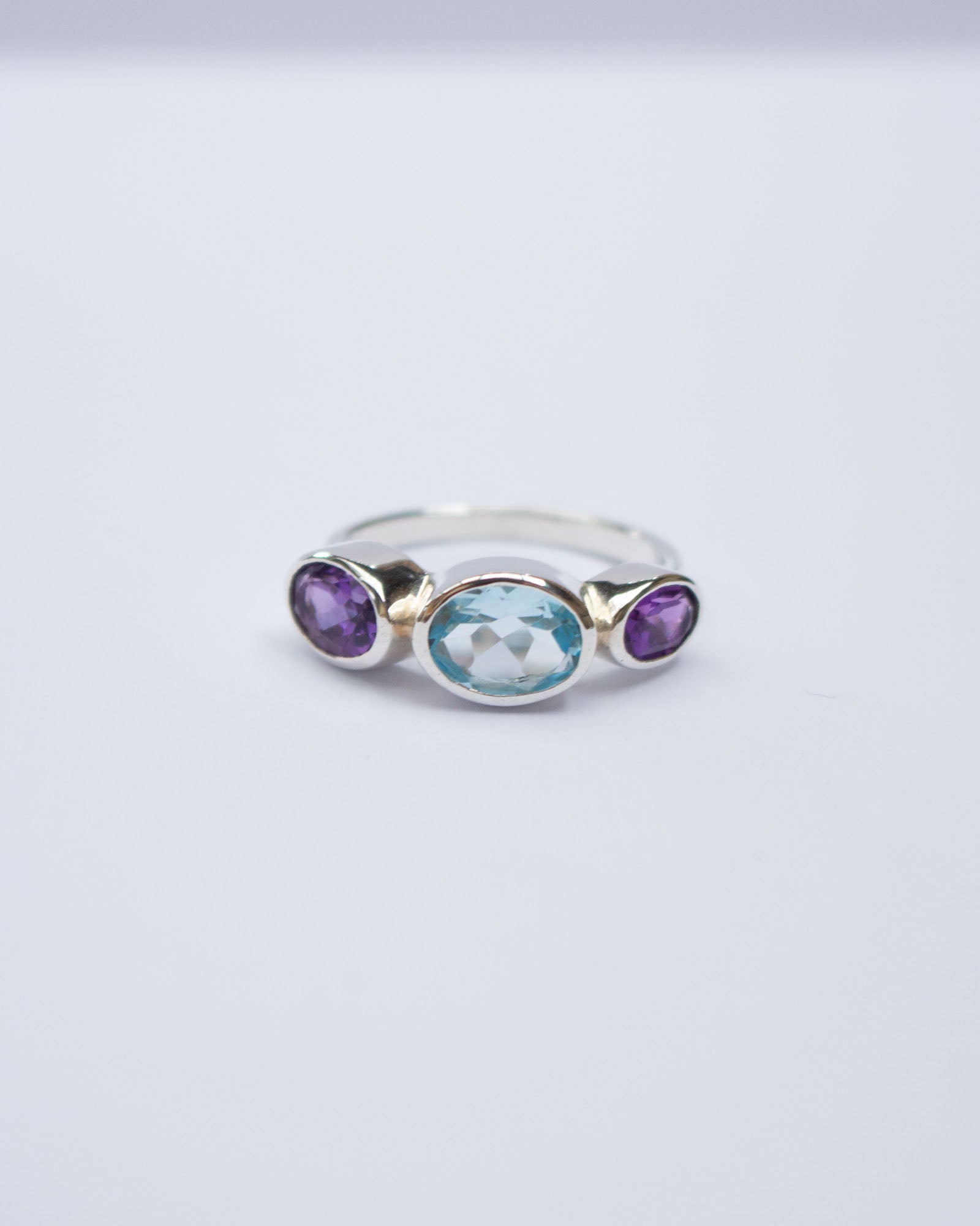 Amethyst and Blue Topaz Polkadot Ring