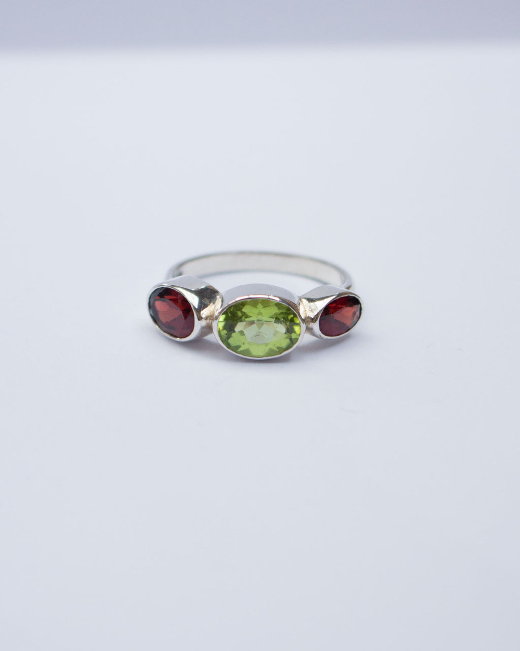 Garnet and Peridot Polkadot Ring