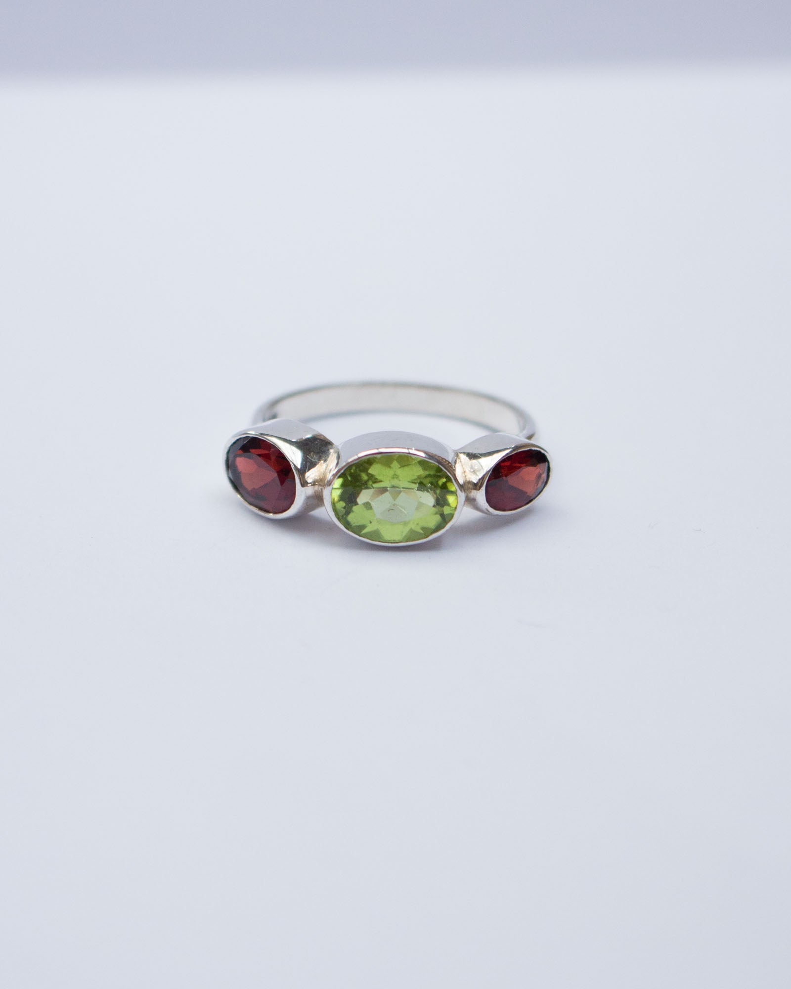Garnet and Peridot Polkadot Ring