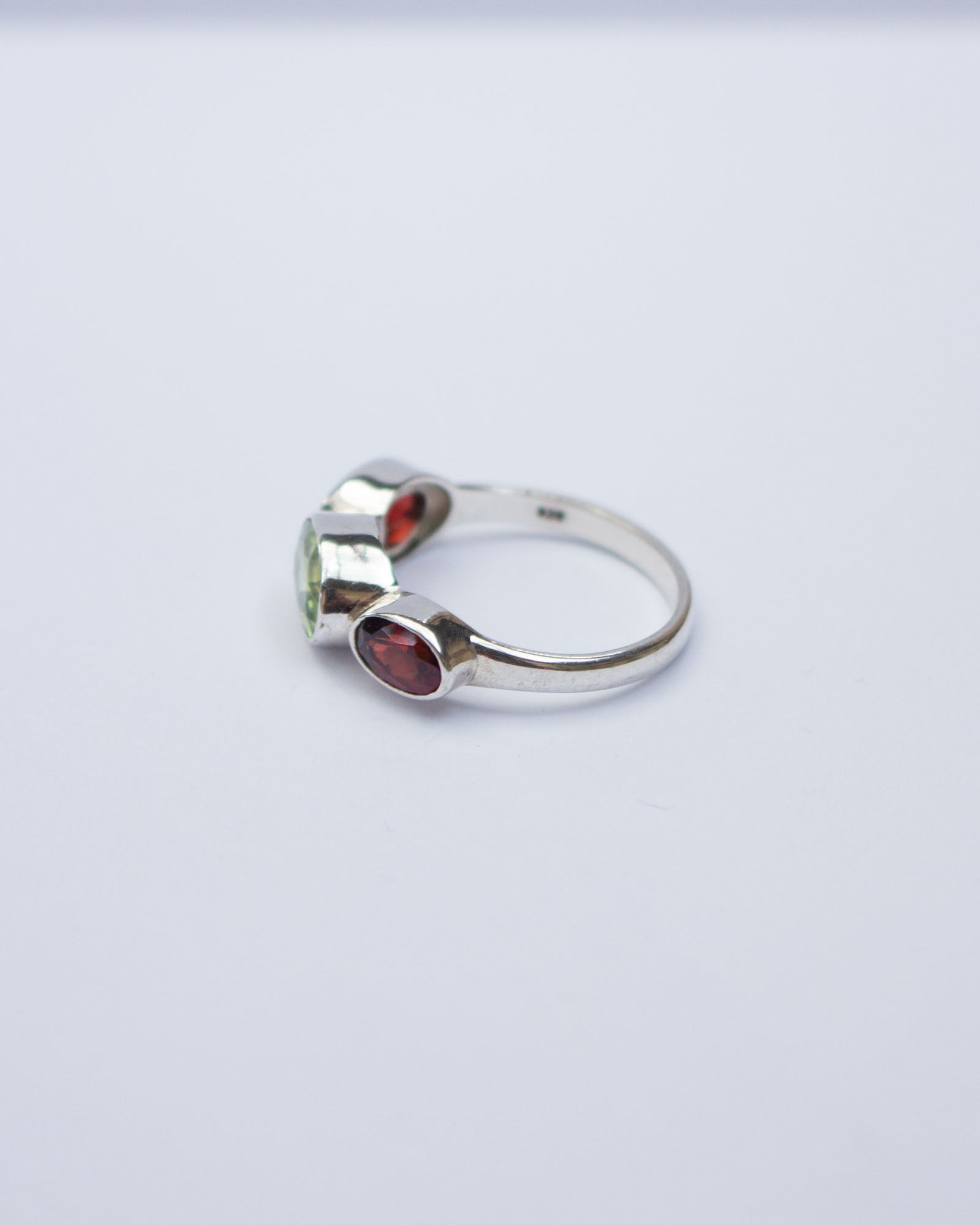Garnet and Peridot Polkadot Ring