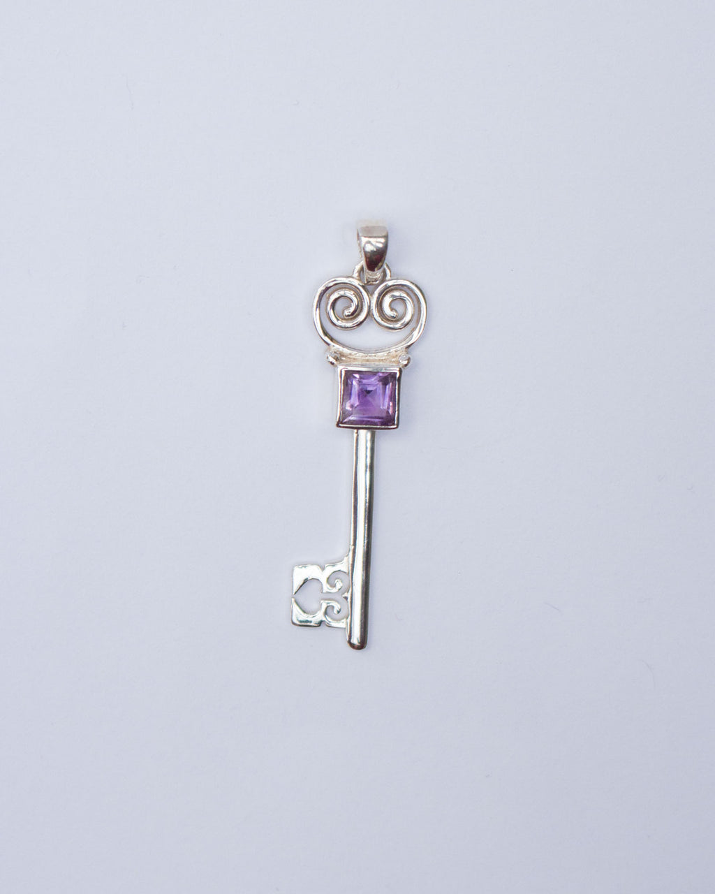 Amethyst Lovers Key Pendant