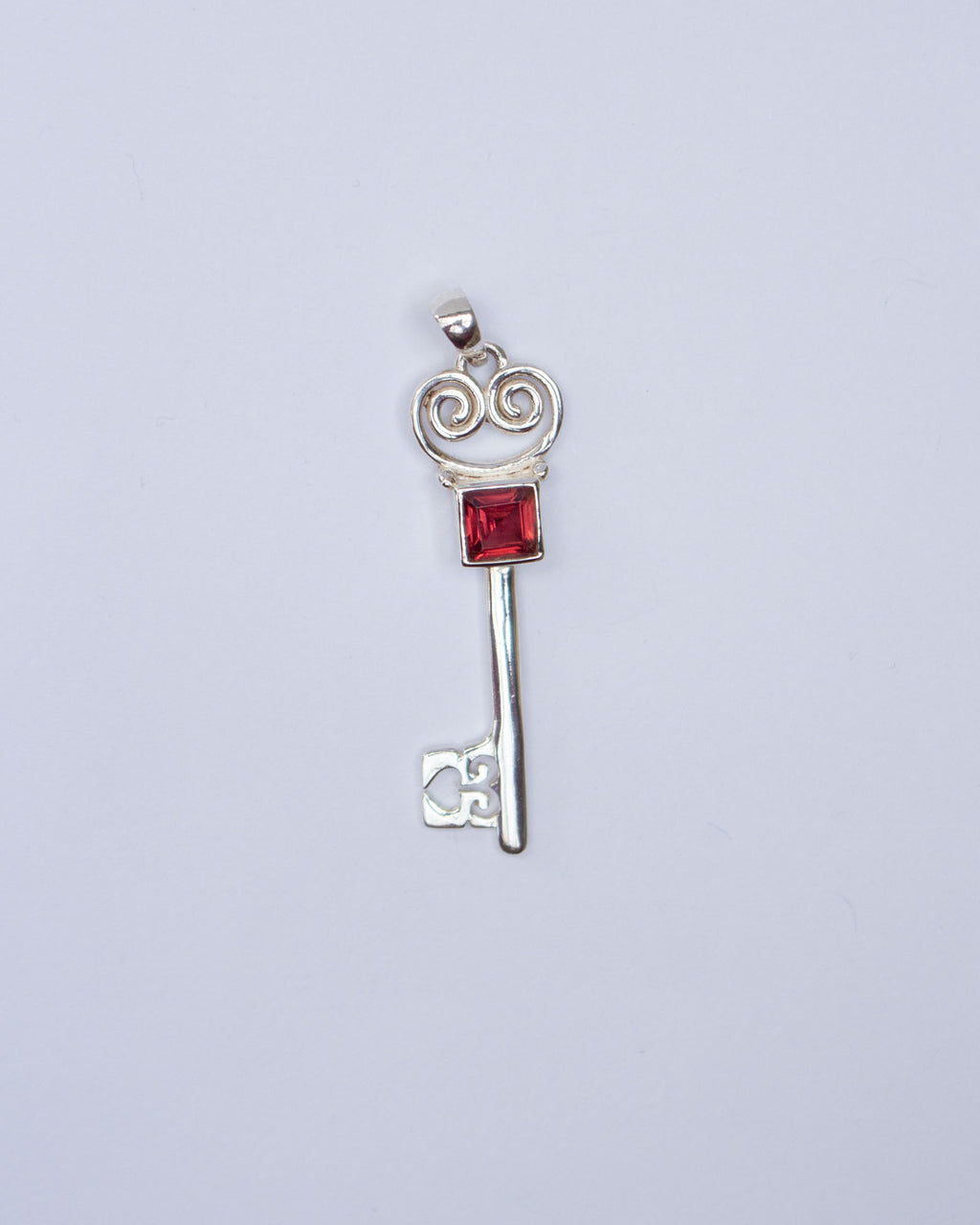 Garnet Lovers Key Pendant