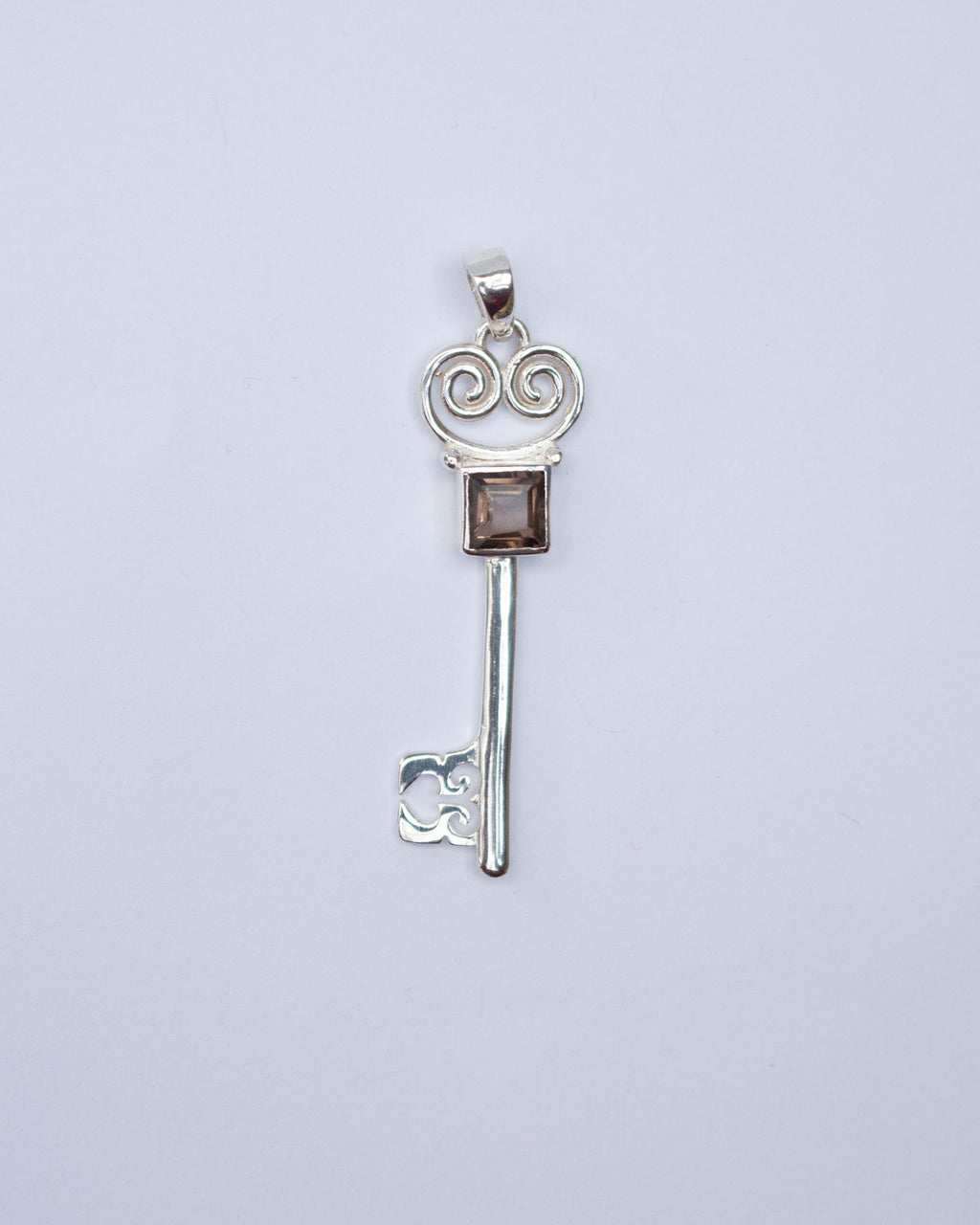 Smoky Quartz Lovers Key Pendant