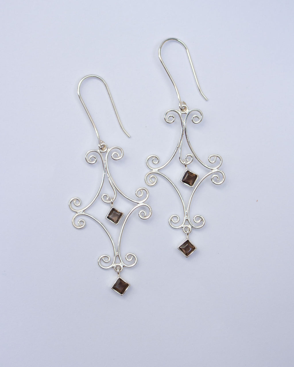 Smokey Quartz Diamond Eternity Earrings