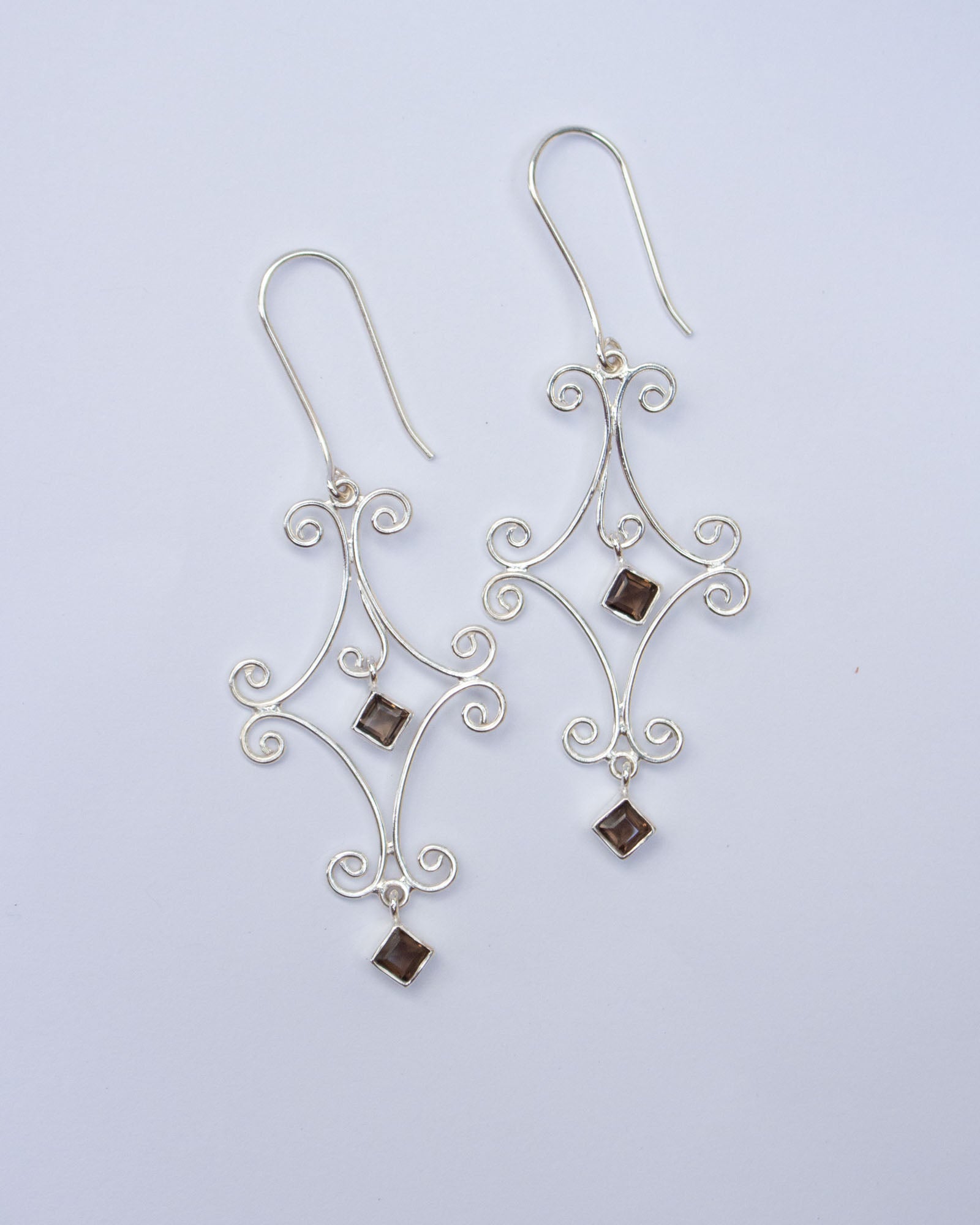 Smokey Quartz Diamond Eternity Earrings