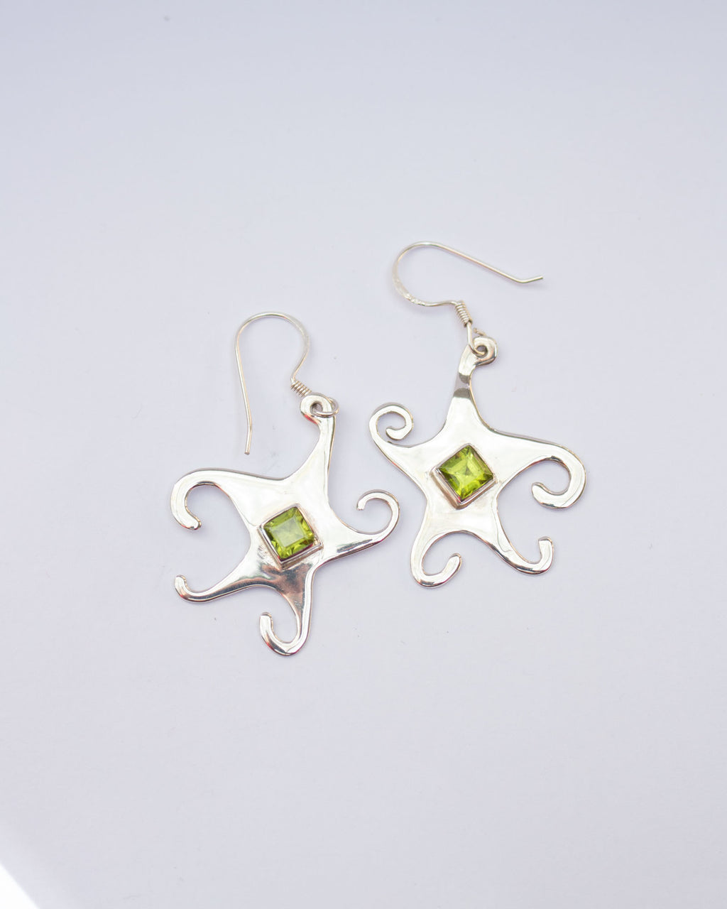 Peridot Whimsical Star Earrings