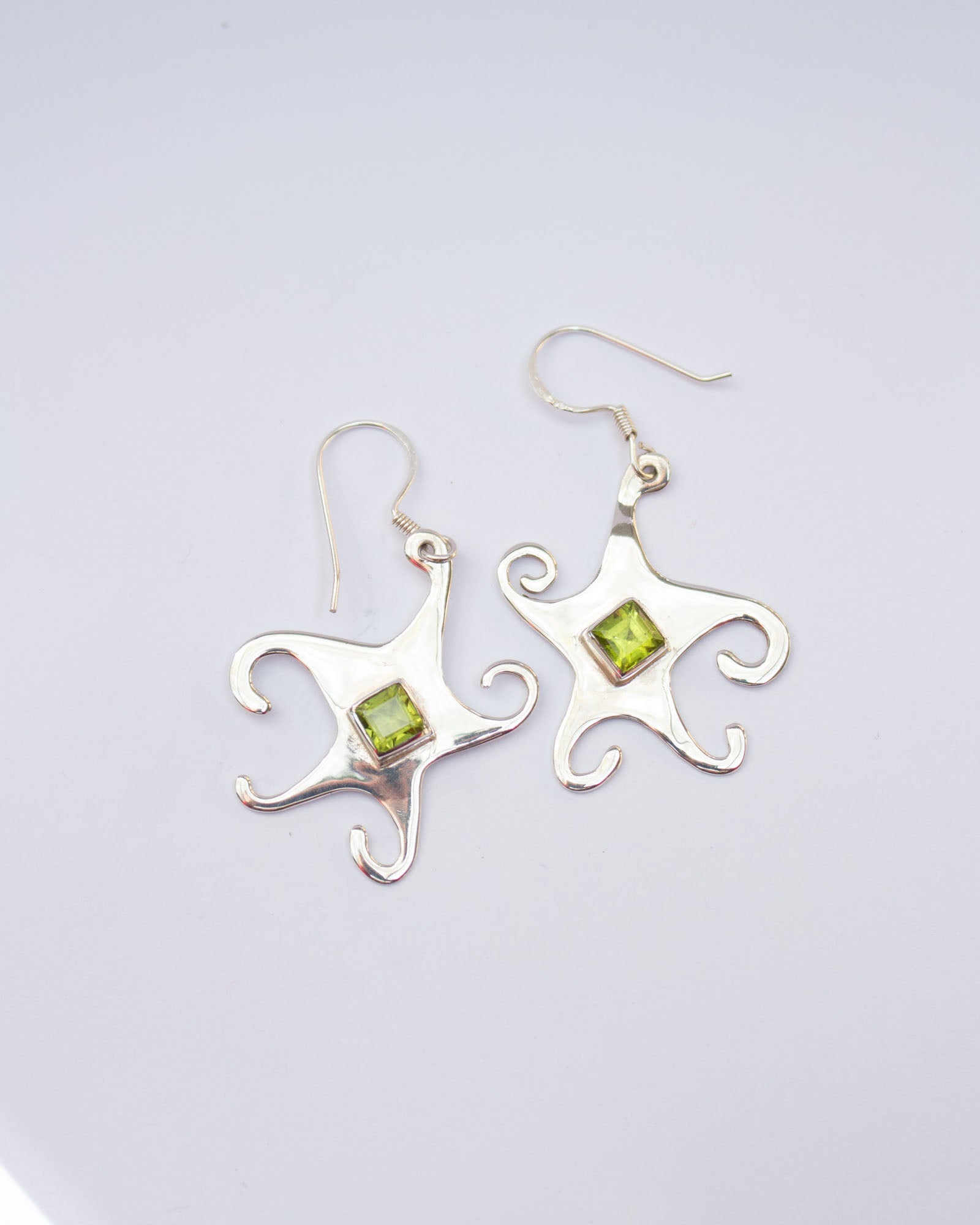 Peridot Whimsical Star Earrings