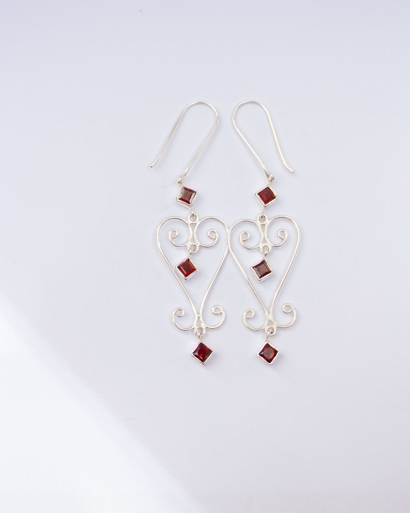 Garnet Baba Heart Earrings
