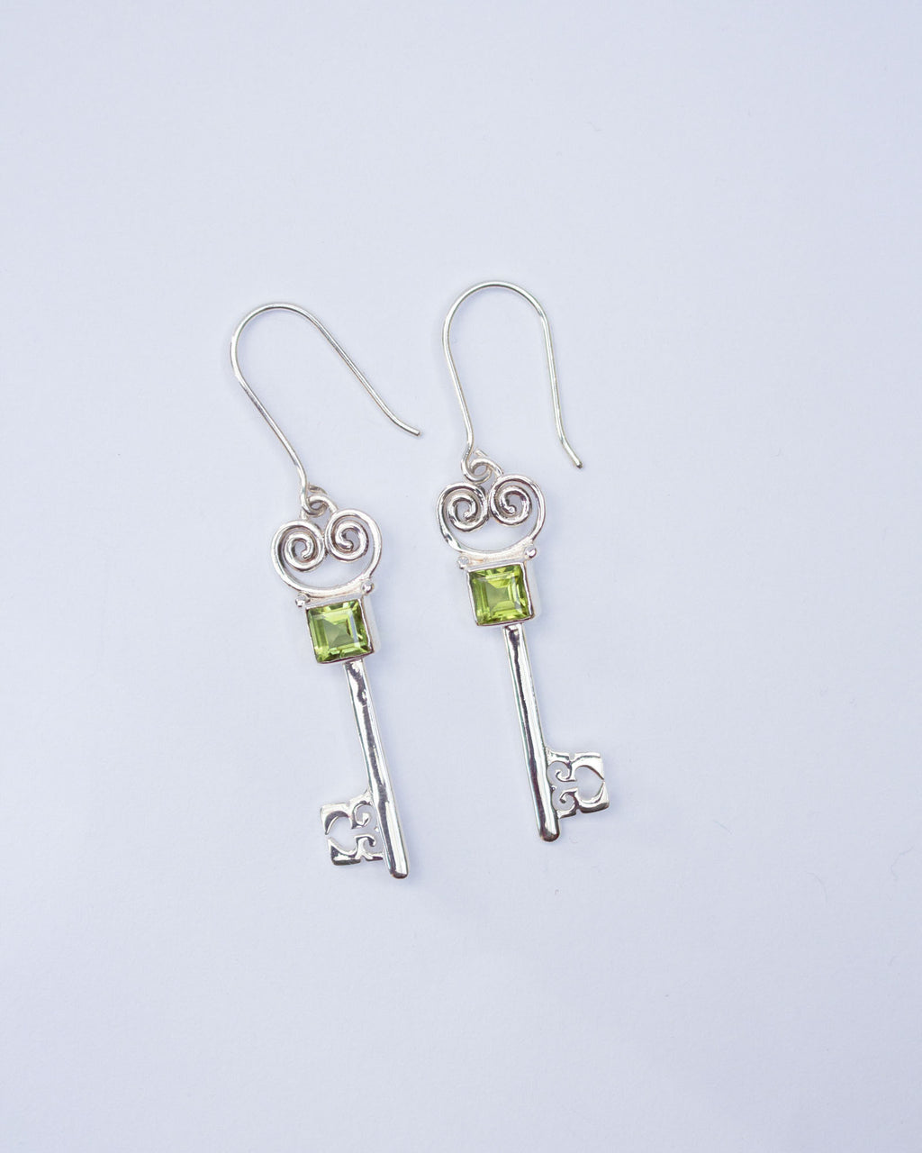 Peridot Lovers Key Earrings