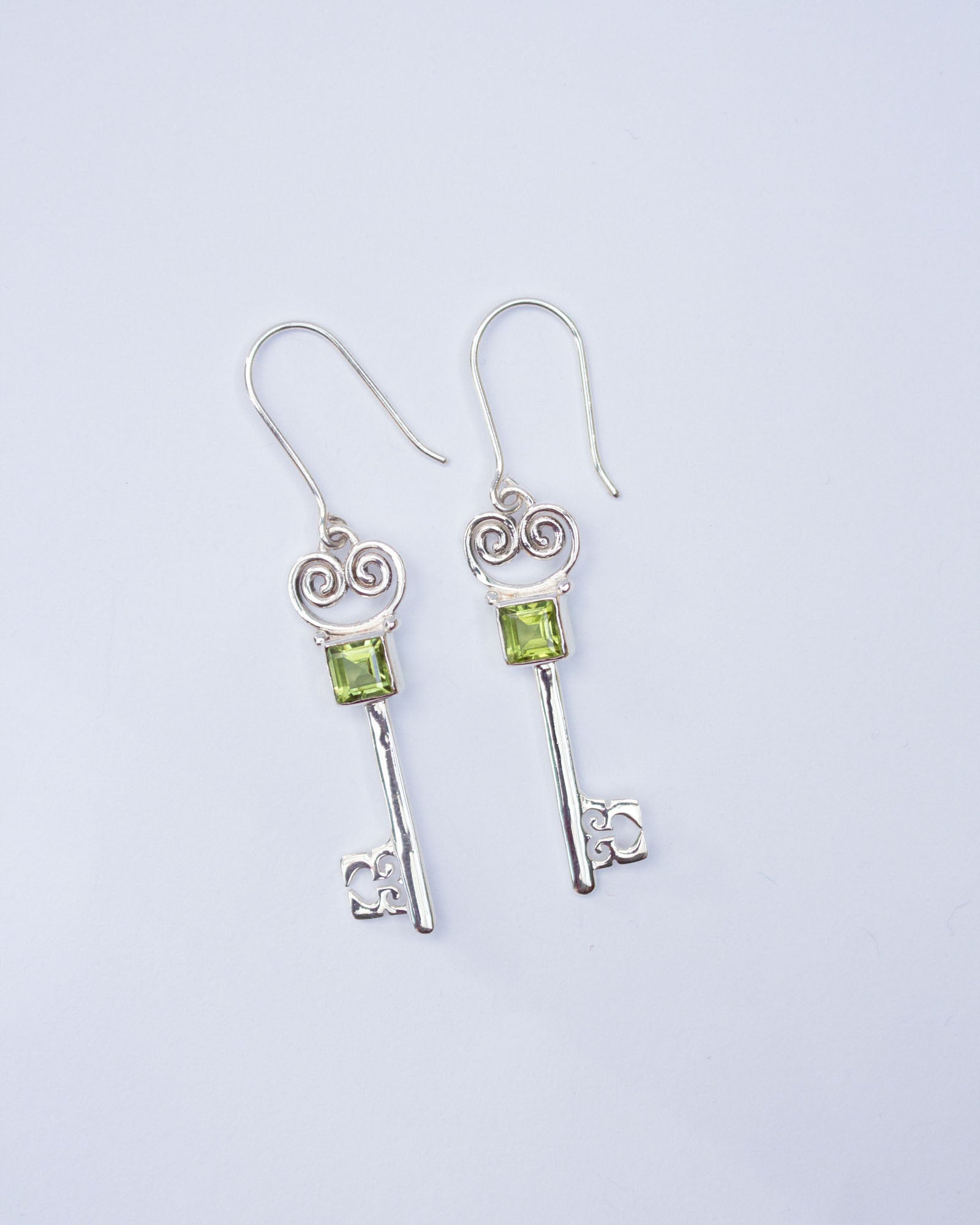 Peridot Lovers Key Earrings