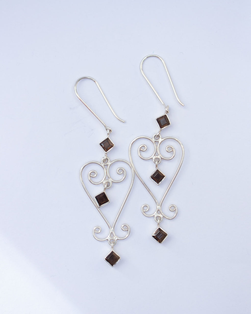 Smokey quartz Baba Heart Earrings