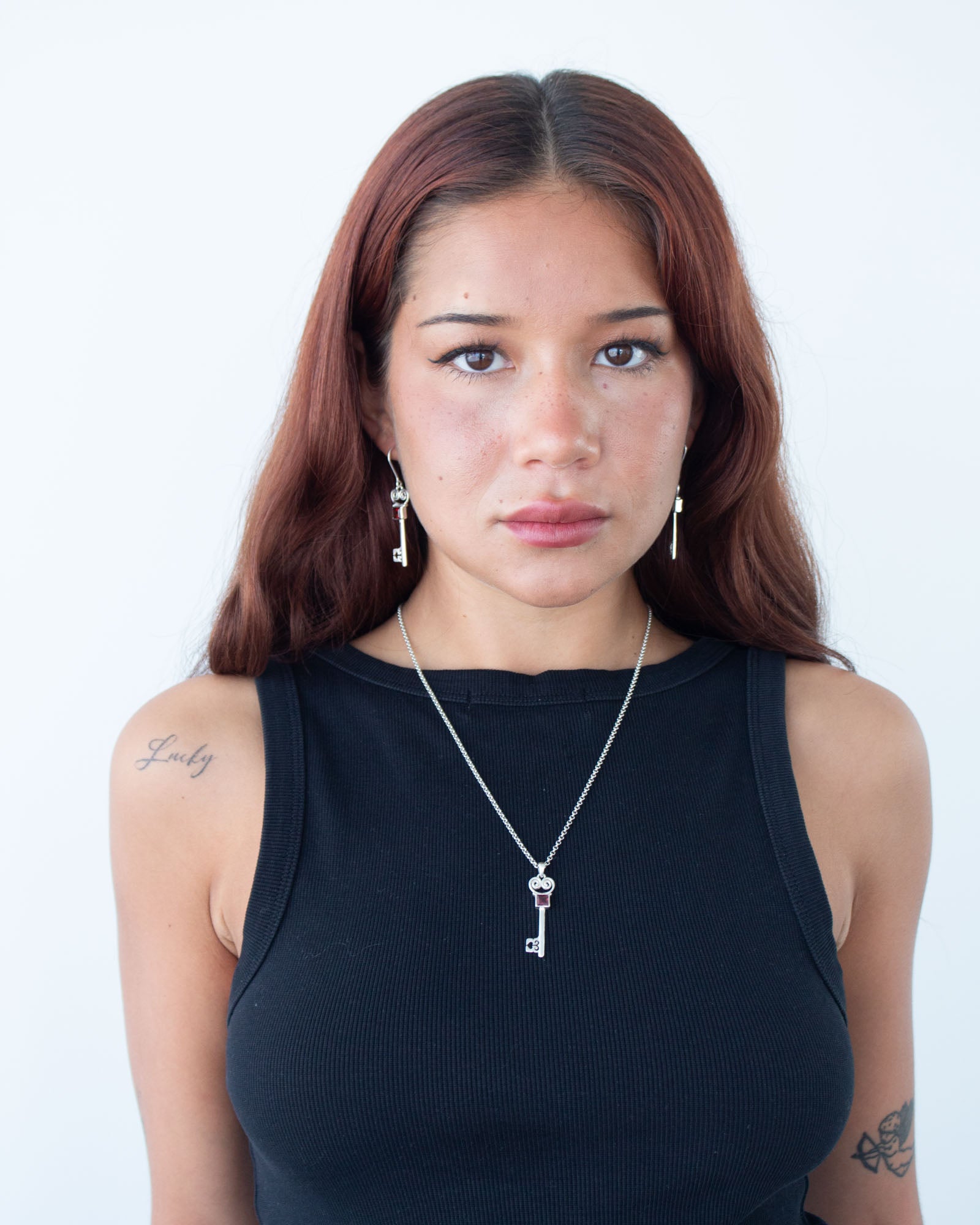Garnet Lovers Key Pendant