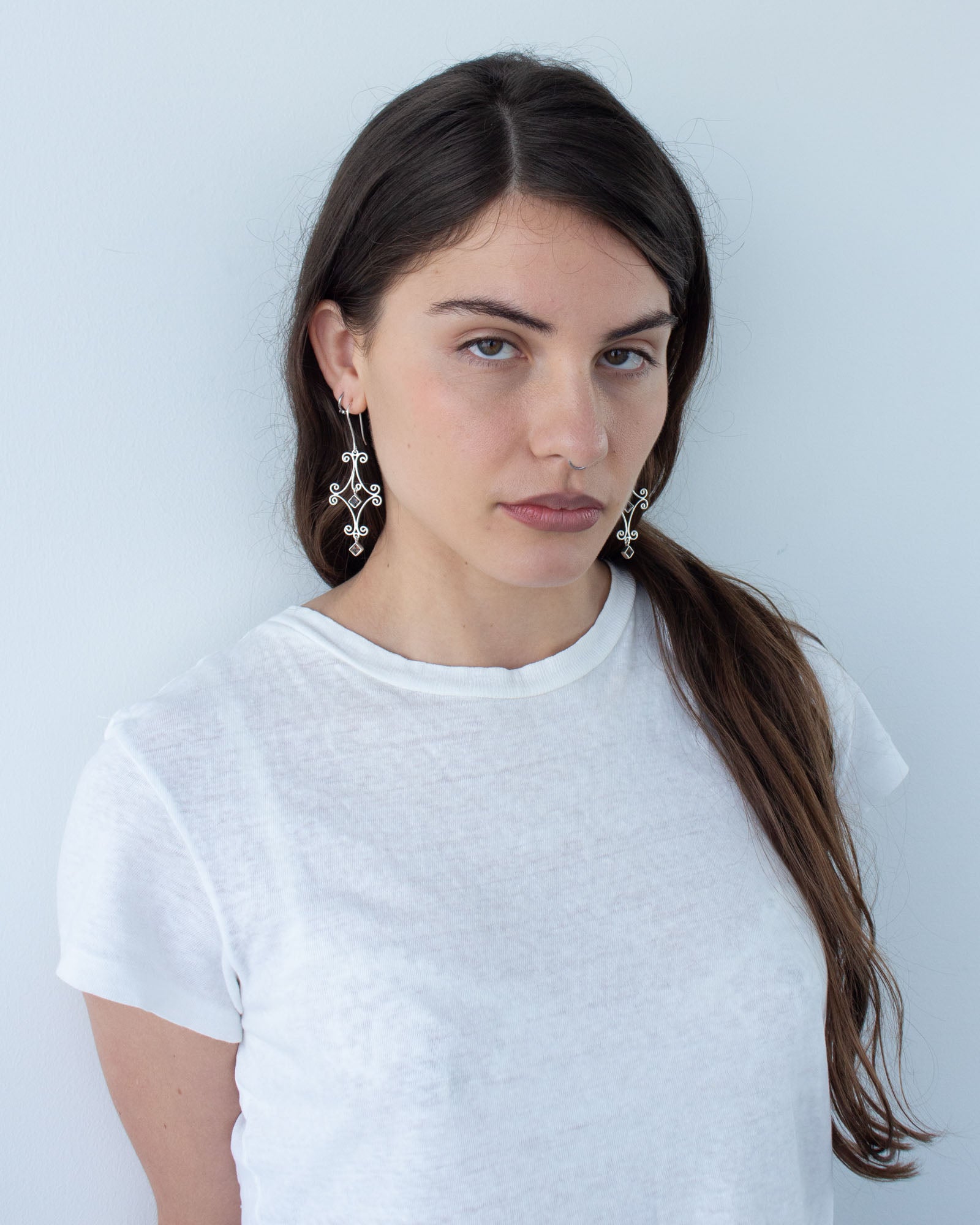 Smokey Quartz Diamond Eternity Earrings