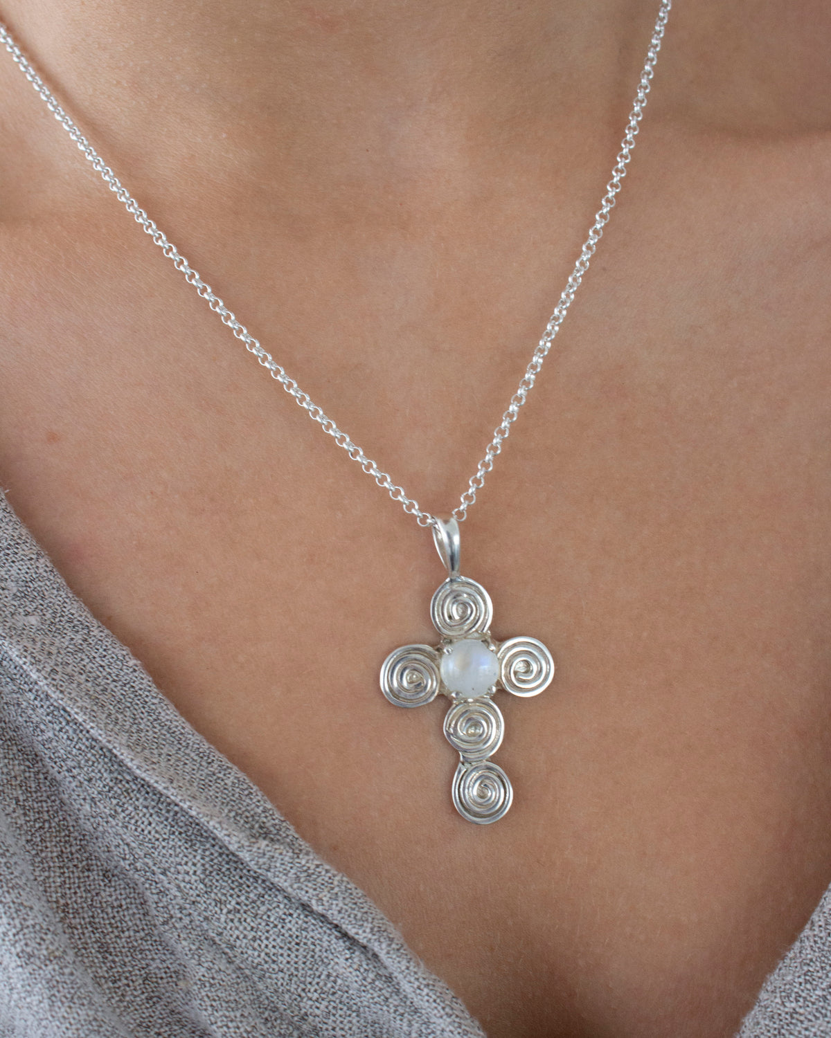 Moonstone Cross Pendant
